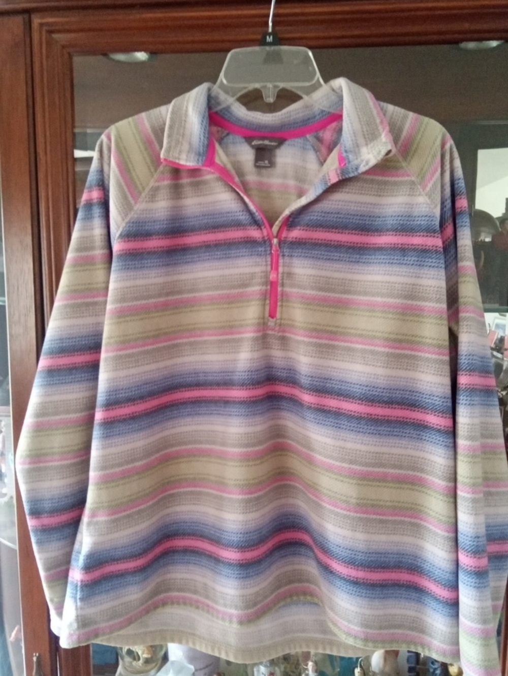 Eddie Bauer Striped Half-Zip Pullover - Pink, Blue & Green